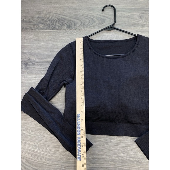 Lululemon Ebb to Street Long Sleeve Stretch Cropped Pullover Top Black Size 8 - Picture 2 of 7